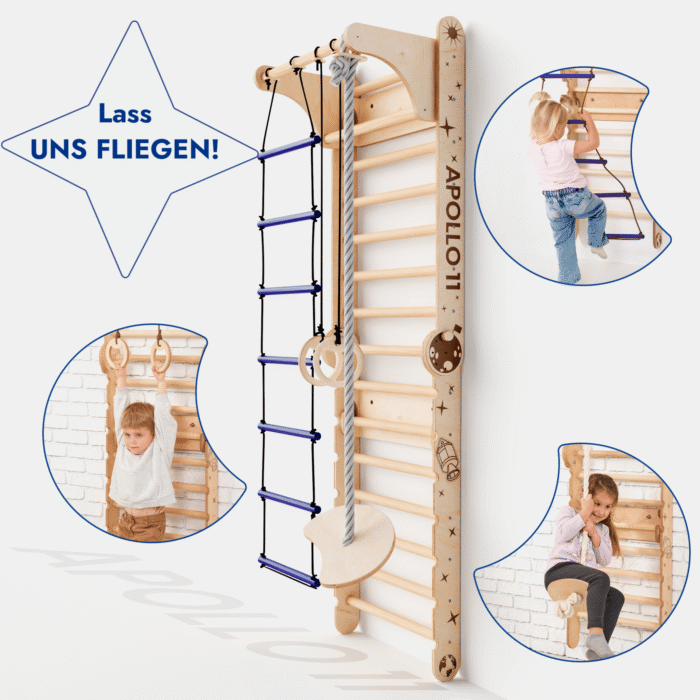 Apollo Schwedische Wand / Kletterleiter für kleine Astronauten + Mondschaukel-Set + Rutschbrett – Bild 4