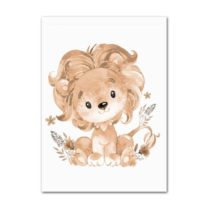 Poster Kinder süße Tiere im Boho Stil Nilpferd Elefant Löwe Regenbogen Sonne und Mond als Deko Print ohne Rahmen – Bild 17