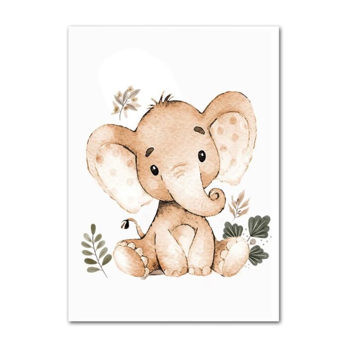 Poster Kinder süße Tiere im Boho Stil Nilpferd Elefant Löwe Regenbogen Sonne und Mond als Deko Print ohne Rahmen – Bild 31