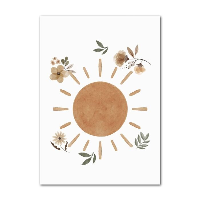 Poster Kinder süße Tiere im Boho Stil Nilpferd Elefant Löwe Regenbogen Sonne und Mond als Deko Print ohne Rahmen – Bild 56