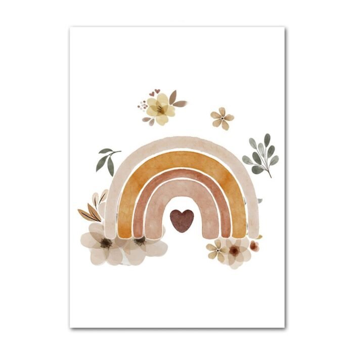 Poster Kinder süße Tiere im Boho Stil Nilpferd Elefant Löwe Regenbogen Sonne und Mond als Deko Print ohne Rahmen – Bild 18