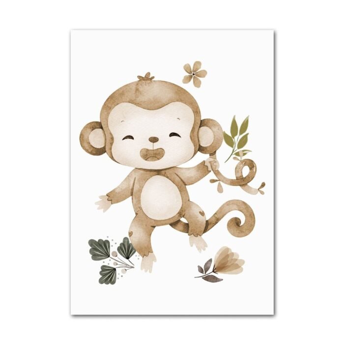 Poster Kinder süße Tiere im Boho Stil Nilpferd Elefant Löwe Regenbogen Sonne und Mond als Deko Print ohne Rahmen – Bild 19