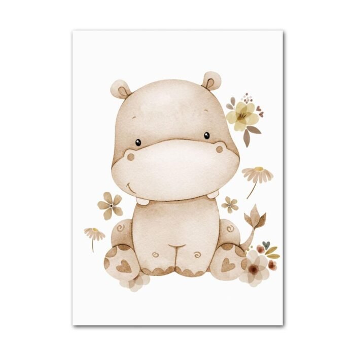 Poster Kinder süße Tiere im Boho Stil Nilpferd Elefant Löwe Regenbogen Sonne und Mond als Deko Print ohne Rahmen – Bild 30