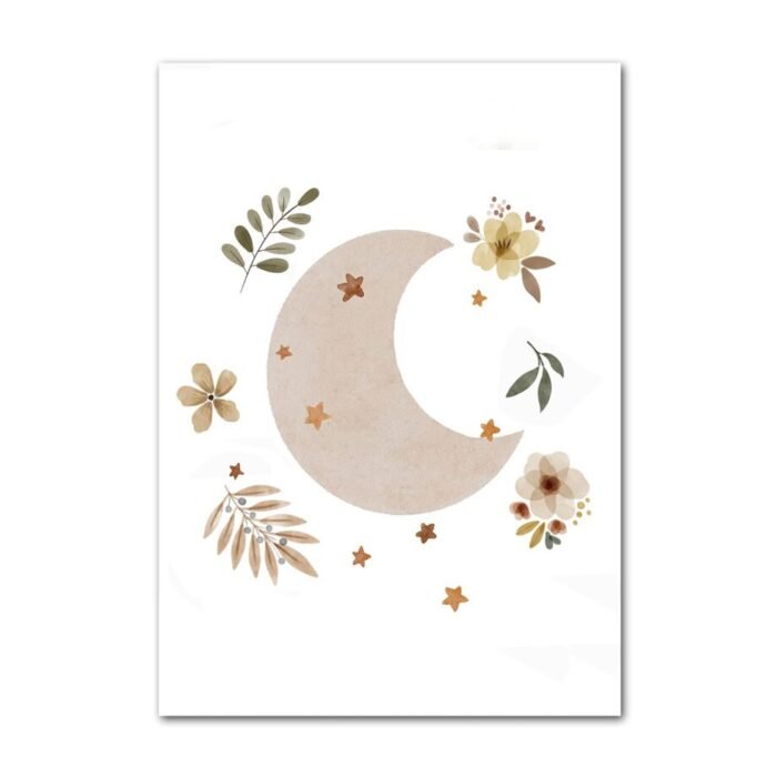 Poster Kinder süße Tiere im Boho Stil Nilpferd Elefant Löwe Regenbogen Sonne und Mond als Deko Print ohne Rahmen – Bild 32