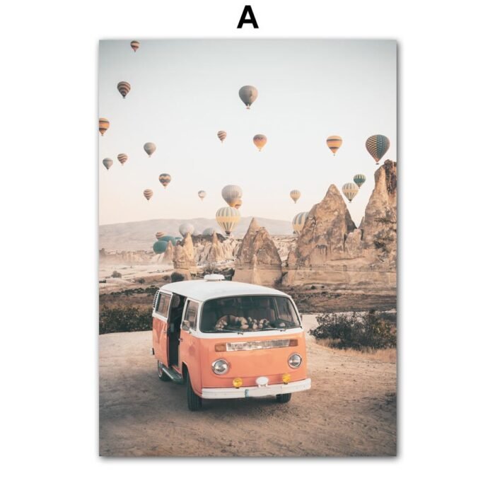 Poster Strand Burg Heißluftballon Kappadokien Buggy Kaffee Zitat I Wandbilder Wohnzimmer & Schlafzimmer I  Deko Print Bilder I ohne Rahmen – Bild 2